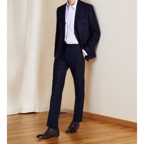 Kenneth Cole Reaction Other - Kenneth Cole Reaction Men Ready Flex Slim Fit Suit Navy Size 46Long 40W Defected